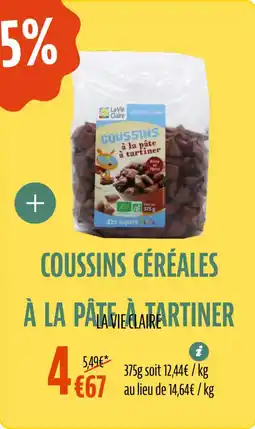 La Vie Claire Coussins céréales à la pâte a tartiner offre