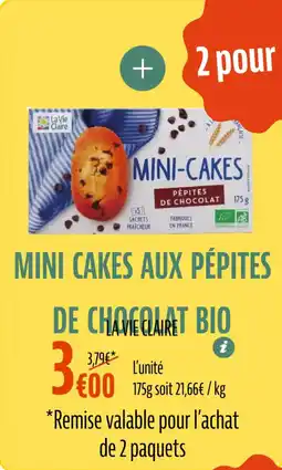 La Vie Claire Mini cakes aux pépites de chocolat bio offre
