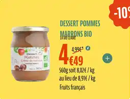 La Vie Claire Dessert pommes marrons bio offre