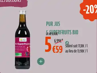 La Vie Claire Pur jus 5 superfruits bio offre