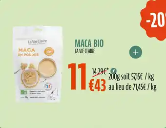 La Vie Claire Maca bio offre