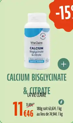 La Vie Claire Calcium bisglycinate & citrate offre