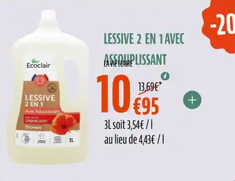 La Vie Claire Lessive 2 en 1 avec assoplissant offre