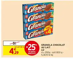 Intermarché Contact LU Granola Chocolat au Lait offre