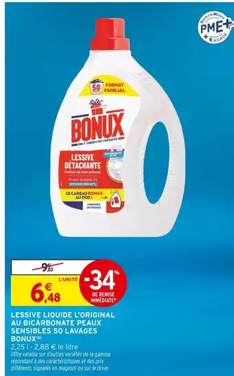 Intermarché Contact BONUX Lessive détachante au bicarbonate peaux sensibles 50 lavages (b) offre
