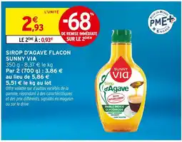 Intermarché Contact SUNNY VIA Sirop d'Agave Flacon offre