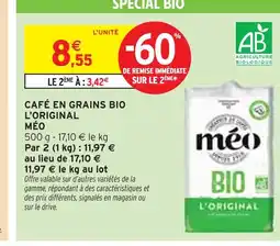 Intermarché Contact MÉO Café en grains bio l'original offre