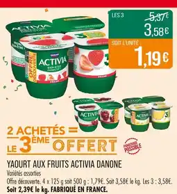 Match ACTIVIA DANONE Yaourt aux fruits offre