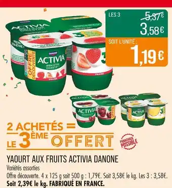 ACTIVIA DANONE Yaourt aux fruits