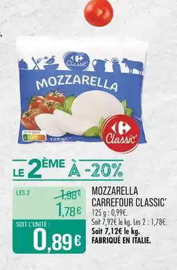 Match Carrefour Classic Mozzarella offre