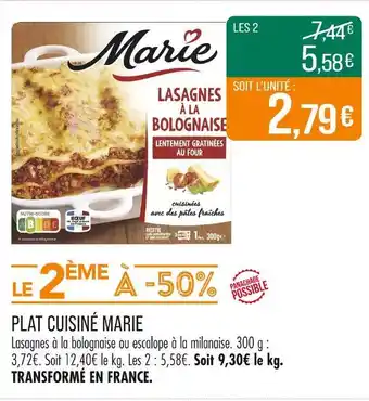 Match MARIE Plat cuisiné offre