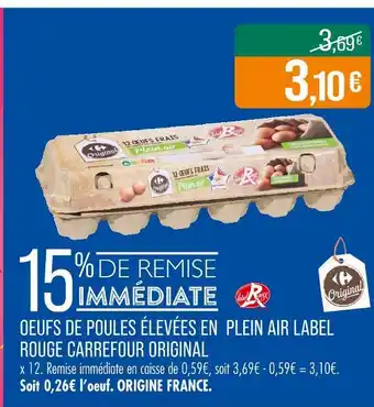 Match Carrefour Original Œufs de poules élevées en plein air Label Rouge offre