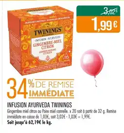Match TWININGS Infusion Ayurveda offre