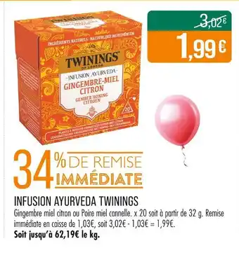 Match TWININGS Infusion Ayurveda offre