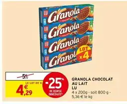 Intermarché Express LU Granola Chocolat au Lait offre