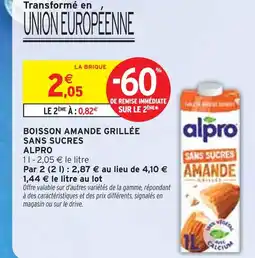 Intermarché Express Alpro Boisson Amande Grillée Sans Sucres offre