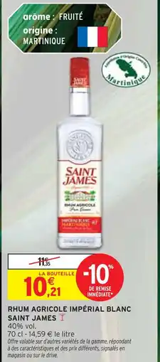 Intermarché Express Saint James Rhum Agricole Impérial Blanc offre