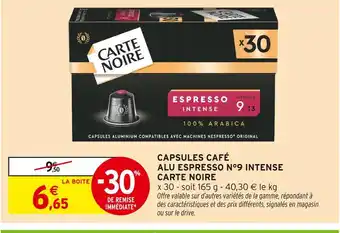 Intermarché Express Carte Noire Capsules Café Alu Espresso N°9 Intense offre