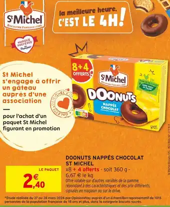 Intermarché ST MICHEL Donuts Nappés Chocolat offre