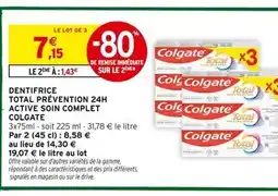 Intermarché Colgate Dentifrice Total Prévention 24H Active Soin Complet offre