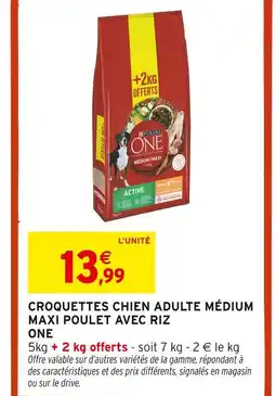 Intermarché ONE Croquettes chien adulte medium maxi poulet avec riz offre