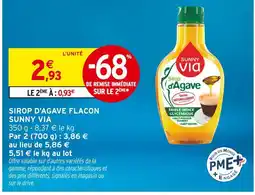 Intermarché Sunny Via Sirop d'Agave Flacon offre