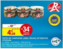 Intermarché STEPHAN Pâté de Campagne Label Rouge IGP Breton offre