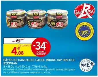 Intermarché STEPHAN Pâté de Campagne Label Rouge IGP Breton offre