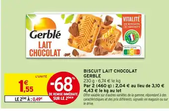 Intermarché Gerblé Biscuit Lait Chocolat offre