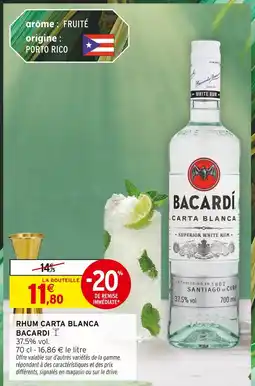 Intermarché Bacardi Rhum Carta Blanca offre