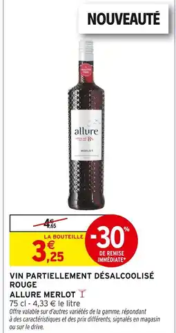 Intermarché ALLURE MERLOT Vin partiellement désalcoolisé rouge offre