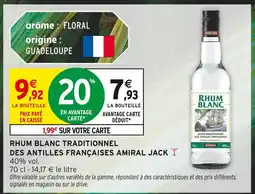 Intermarché AMIRAL JACK Rhum blanc traditionnel des antilles françaises offre
