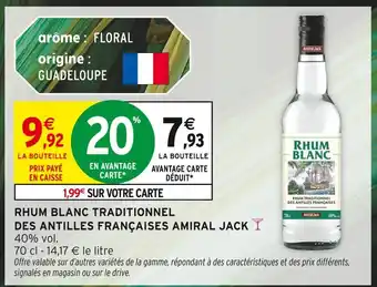 Intermarché AMIRAL JACK Rhum blanc traditionnel des antilles françaises offre