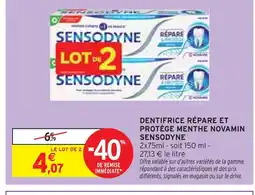 Intermarché SENSODYNE Dentifrice Répare et Protège Menthe Novamin offre