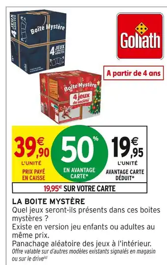 Intermarché Goliath Boîte Mystère 4 jeux adultes offre