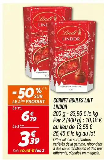 Netto LINDT Cornet Boules Lait Lindor offre
