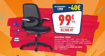 Bureau Vallée Fauteuil Vega offre