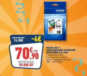 BROTHER Pack de 4 cartouches d'encre LC-426