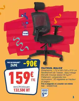 Bureau Vallée Fauteuil Malice offre