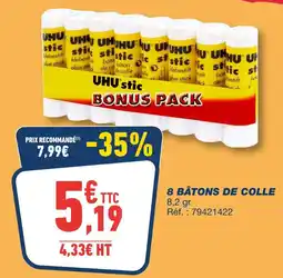 Bureau Vallée UHU 8 bâtons de colle offre