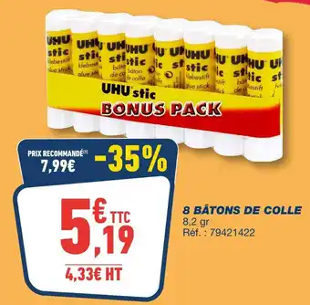 Bureau Vallée UHU 8 bâtons de colle offre
