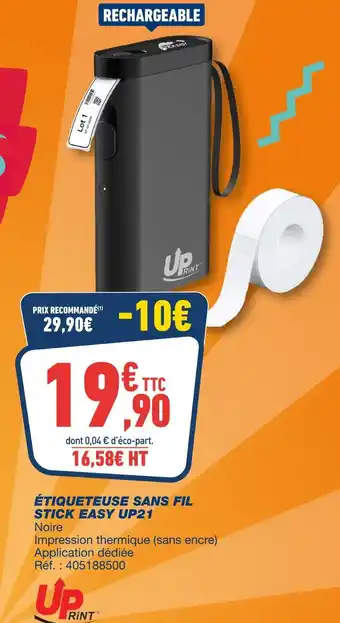 Bureau Vallée UPRINT Étiqueteuse sans fil Stick Easy UP21 offre