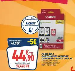 Bureau Vallée CANON Pack de 2 cartouches d'encre PG-545/CL-546 XL offre