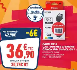 Bureau Vallée CANON Pack de 2 cartouches d’encre pg- 540/cl-541 1 offre