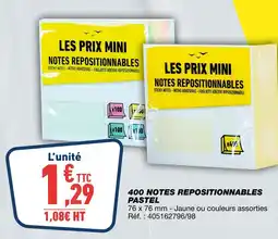 Bureau Vallée 400 notes repositionnables pastel offre