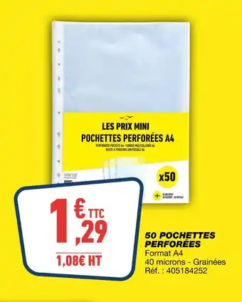 Bureau Vallée 50 pochettes perforées offre