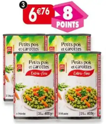 Maximo Lot de 4 boîtes 1/2 de petits pois et carottes extra-fins Belle France offre