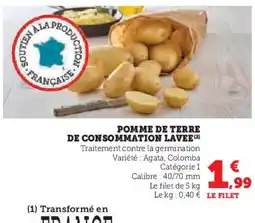 Super U Pomme dee terre de consommation lavee offre