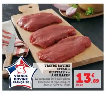 Hyper U Víande bovine steak ou steak a griller offre