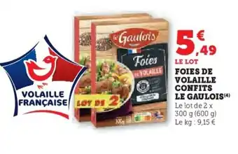 Hyper U LE GAULOIS Foies de volaille confits offre